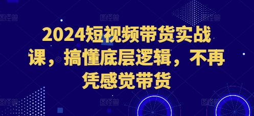 2024短视频带货实战课，搞懂底层逻辑，不再凭感觉带货-大东资源库