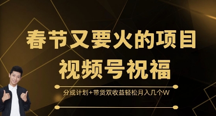 春节又要火的项目视频号祝福，分成计划+带货双收益，轻松月入几个W【揭秘】-大东资源库