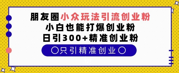 朋友圈小众玩法引流创业粉，小白也能打爆创业粉，日引300+精准创业粉【揭秘】-大东资源库