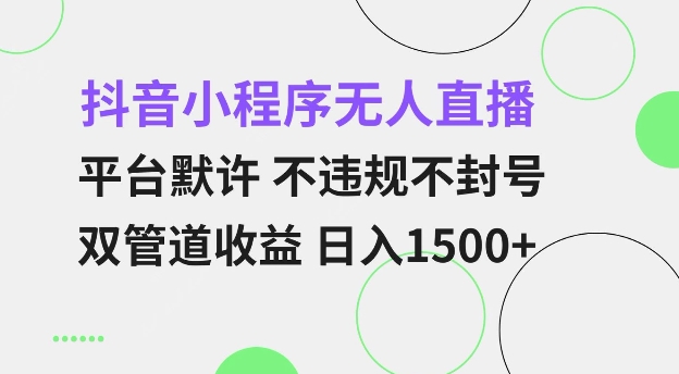 抖音小程序无人直播 平台默许 不违规不封号 双管道收益 日入多张 小白也能轻松操作【仅揭秘】-大东资源库