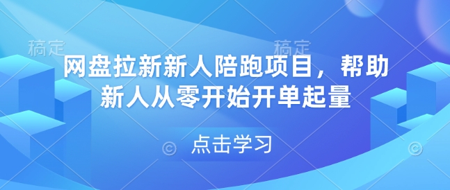 网盘拉新新人陪跑项目，帮助新人从零开始开单起量-大东资源库