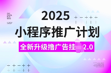2025小程序推广计划，全新升级撸广告挂JI2.0玩法，日入多张，小白可做【揭秘】-大东资源库