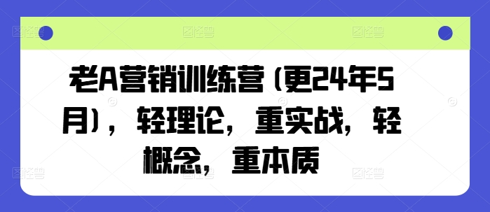 老A营销训练营(更25年1月)，轻理论，重实战，轻概念，重本质-大东资源库