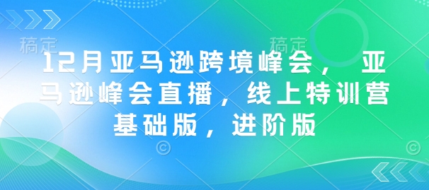 12月亚马逊跨境峰会， 亚马逊峰会直播，线上特训营基础版，进阶版-大东资源库