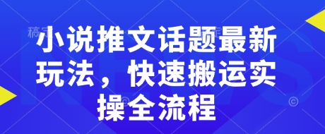 小说推文话题最新玩法，快速搬运实操全流程-大东资源库