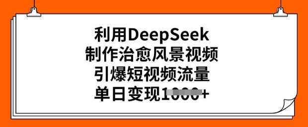 利用DeepSeek制作治愈风景视频，引爆短视频流量，单日变现多张-大东资源库