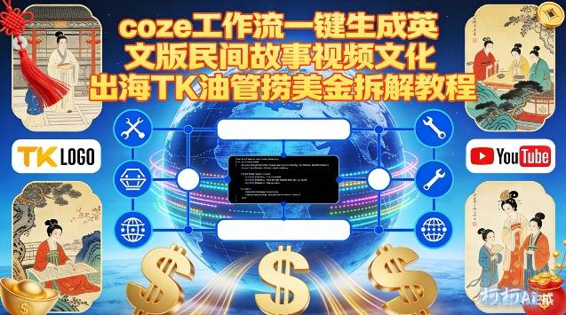 Coze扣子工作流一键生成英文版民间故事视频，文化出海TK油管捞美金拆解教程-大东资源库