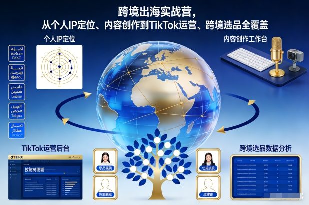 跨境出海实战营，从个人IP定位、内容创作到TikTok运营、跨境选品全覆盖-大东资源库