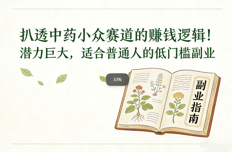 扒透中药小众赛道的賺米逻辑，潜力巨大，适合普通人的低门槛副业-大东资源库