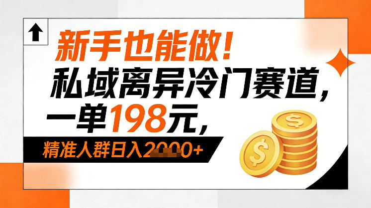 新手也能做！私域离异冷门赛道，一单198，精准人群日入1k+-大东资源库