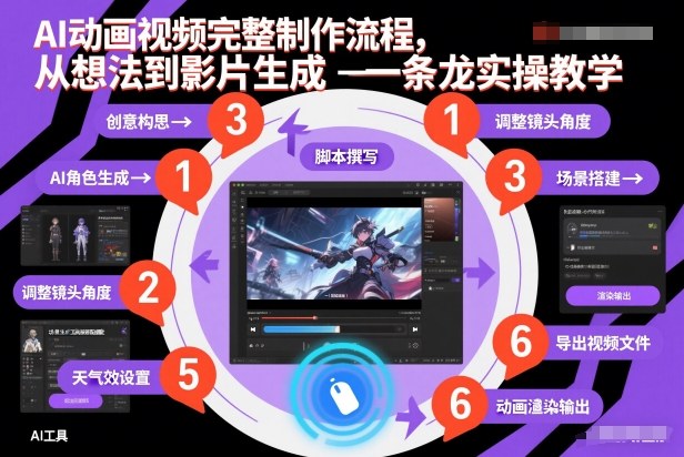 AI动画视频完整制作流程，从想法到影片生成一条龙实操教学-大东资源库
