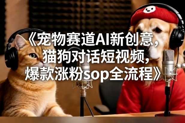 宠物赛道AI新创意，猫狗对话短视频，爆款涨粉sop全流程-大东资源库