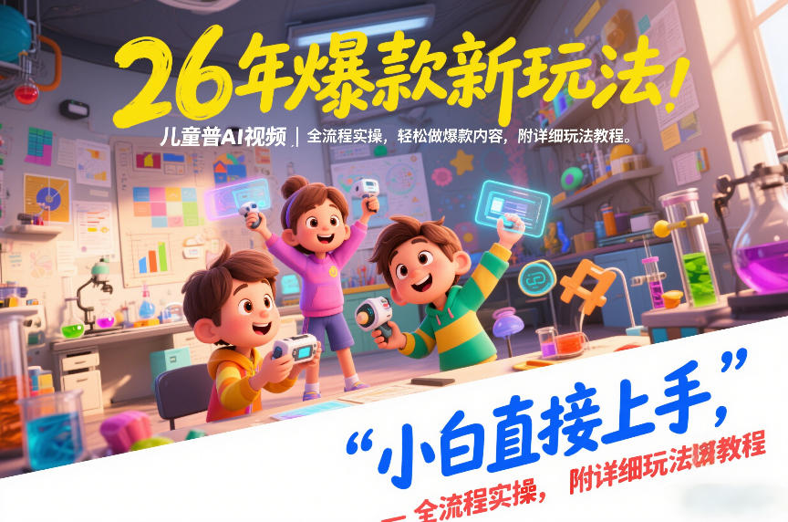 26年爆款新玩法，儿童科普AI视频，全流程实操，轻松做爆款内容，小白直接上手，附详细玩法教程-大东资源库