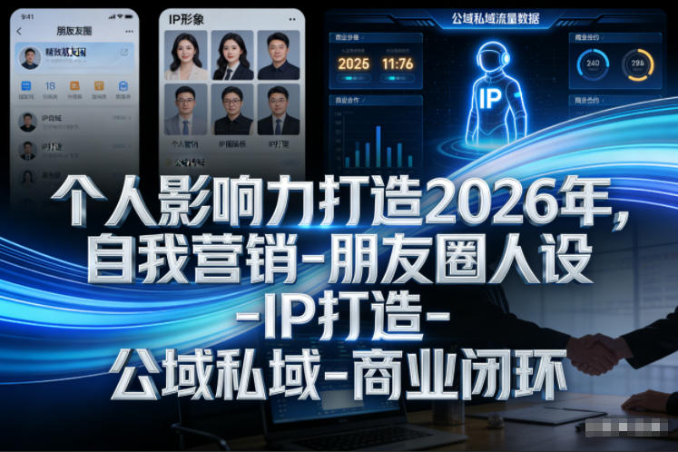 个人影响力打造2026年，自我营销-朋友圈人设-IP打造-公域私域-商业闭环-大东资源库