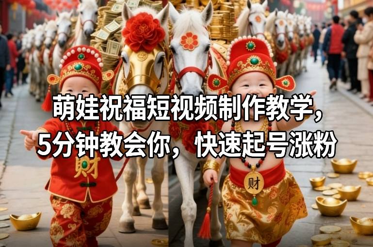 萌娃祝福短视频制作教学，5分钟教会你，快速起号涨粉-大东资源库
