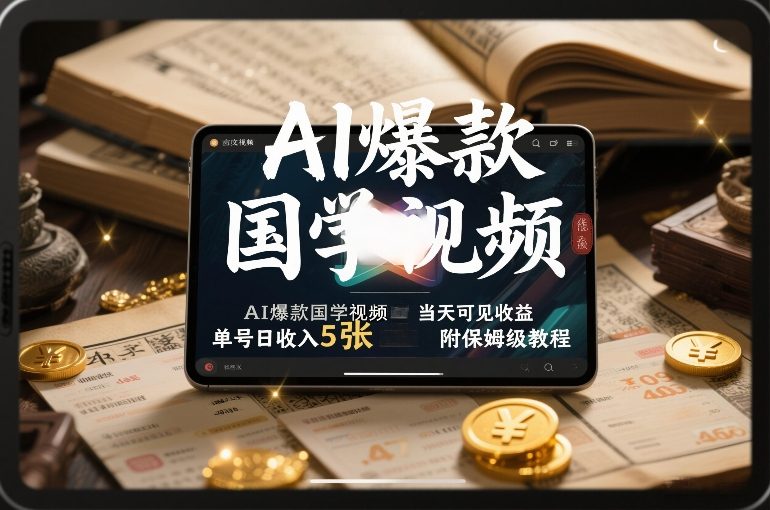 AI爆款国学视频，独家起号方法，小白直接上手，当天可见收益，单号日收入5张+附保姆级教程-大东资源库