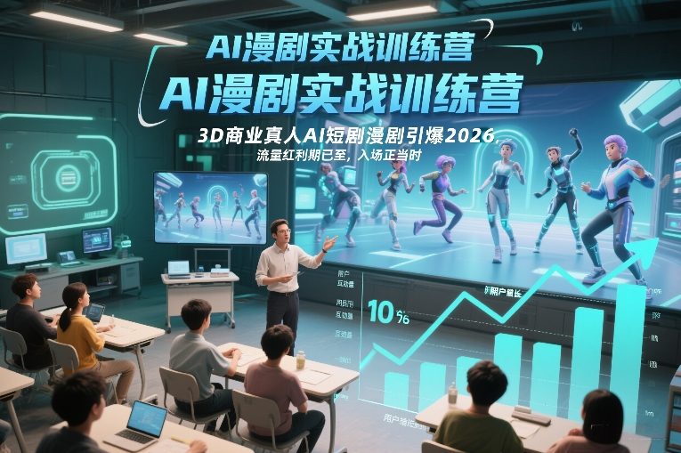AI漫剧实战训练营，3D商业真人AI短剧漫剧引爆2026，流量红利期已至，入场正当时-大东资源库
