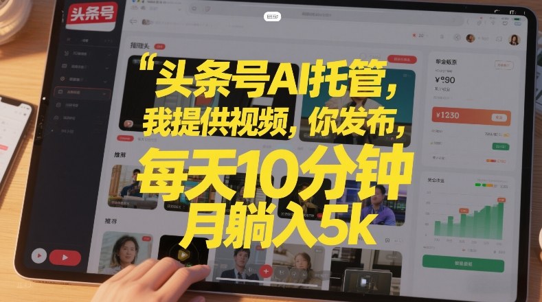 头条号AI托管，我提供视频，你发布，每天10分钟，月躺入5k+【揭秘】-大东资源库