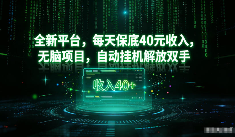 最新看广平台，每天保底30-4米，无脑项目，自动挂G解放双手【揭秘】-大东资源库