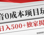 短视频变现套路剖析，抖音0成本赚钱项目玩法，日入500+独家揭秘（共2节视频）-大东资源库