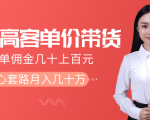抖音高单价带货项目，一单佣金几十上百元，核心套路月入几十万（共3节）-大东资源库