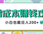 2020年零成本赚钱攻略，小白也能日入200+【视频教程】-大东资源库