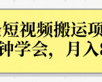 操作性非常强的头条号短视频搬运项目，3分钟学会，轻松月入8000+-大东资源库