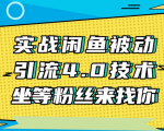 实战闲鱼被动引流4.0技术，坐等粉丝来找你，实操演示日加200+精准粉-大东资源库