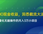 单日500现金收益，洞悉截流大法，一个批量化无脑操作的月入3万小项目-大东资源库