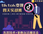 tiktok变现四天实战班，连怼技术+矩阵玩法赚美金！价值998元-大东资源库