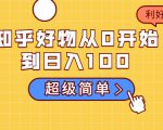 知乎好物从0开始到日入100，超级简单的玩法分享，新人一看也能上手操作-大东资源库