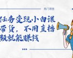 全民任务变现小白课，不用带货，不用直播，拍视频就能赚钱-大东资源库