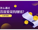 大王·怎么通过百度爱采购赚钱，已经通过百度爱采购完成200多万的销量-大东资源库