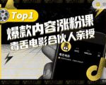 【毒舌电影合伙人亲授】抖音爆款内容涨粉课，5000万抖音大号首次披露涨粉机密-大东资源库