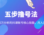 五步撸号法，掌握百万分析的抖课账号核心技能，从逻辑到实操-大东资源库