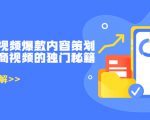 带货短视频爆款内容策划，关于电商视频的独门秘籍（价值499元）-大东资源库