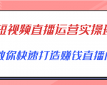 短视频直播运营实操班，直播带货精细化运营实操，教你快速打造赚钱直播间-大东资源库