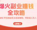 爆火副业赚钱全攻略：实打实演练/学完就能用/全渠道赚钱，带普通人月入３万元-大东资源库