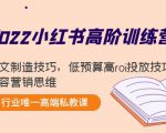 2022小红书高阶训练营：爆文制造技巧，低预算高roi投放技巧，内容营销思维-大东资源库