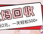 最新小红书母婴号宝妈粉回收项目，1个粉2元，一天轻松500+案例分享【粉丝包回收】-大东资源库