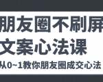朋友圈不刷屏文案心法课 人人都要懂的商业逻辑 从0~1教你朋友圈成交心法-大东资源库