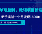简单可复制，教辅项目新玩法，新手实战一个月变现16000+（第二期）-大东资源库