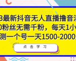 2023最新抖音无人直播撸音浪项目，0粉丝无需千粉，每天1小时，实测一个号一天1500-2000元-大东资源库