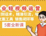 5套·美业短视频运营课从场景到话术·精准引流·吸金文案工具·销售闭环等-大东资源库