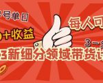 2023新细分领域带货计划：单号单日1000+收益不难，每人可操作3-5个账号-大东资源库