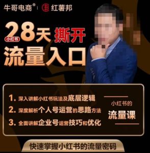 牛哥电商红薯邦28天撕开小红书流量入口，小红书运营系列课，快速掌握小红书的流量密码-大东资源库