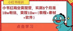 小书红商业变现营，实测3个月涨18w粉丝，变现10w+(教程+素材+软件)-大东资源库