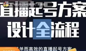 2023正价控流起号课，直播起号方案设计全流程，简单而高效的直播起号方案-大东资源库