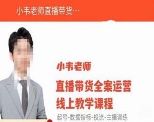 小韦老师直播带货运营线上教学，起号-数据指标-投流-主播训练-大东资源库