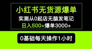 小红书无货源爆单实测从0起店无脑发笔记爆单3000+长期项目可多店-大东资源库